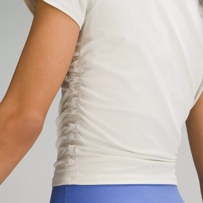 Avenira Stretch Threaded Short Sleeve Cropped Sports Top