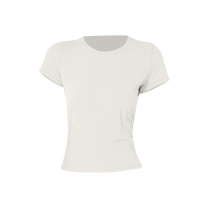 Avenira Stretch Threaded Short Sleeve Cropped Sports Top