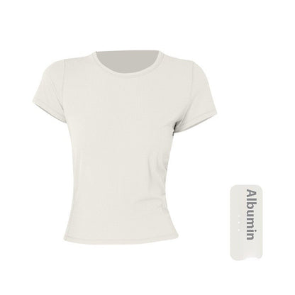 Avenira Stretch Threaded Short Sleeve Cropped Sports Top
