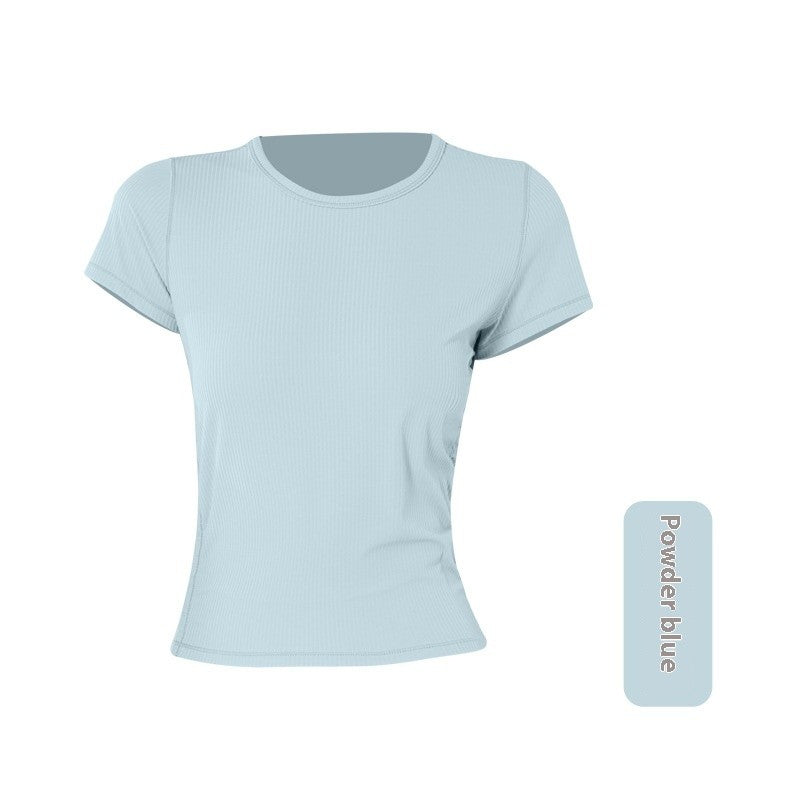 Avenira Stretch Threaded Short Sleeve Cropped Sports Top