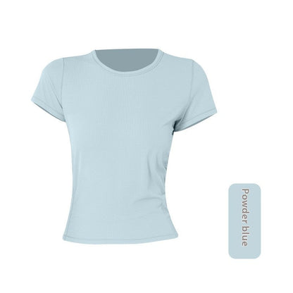 Avenira Stretch Threaded Short Sleeve Cropped Sports Top