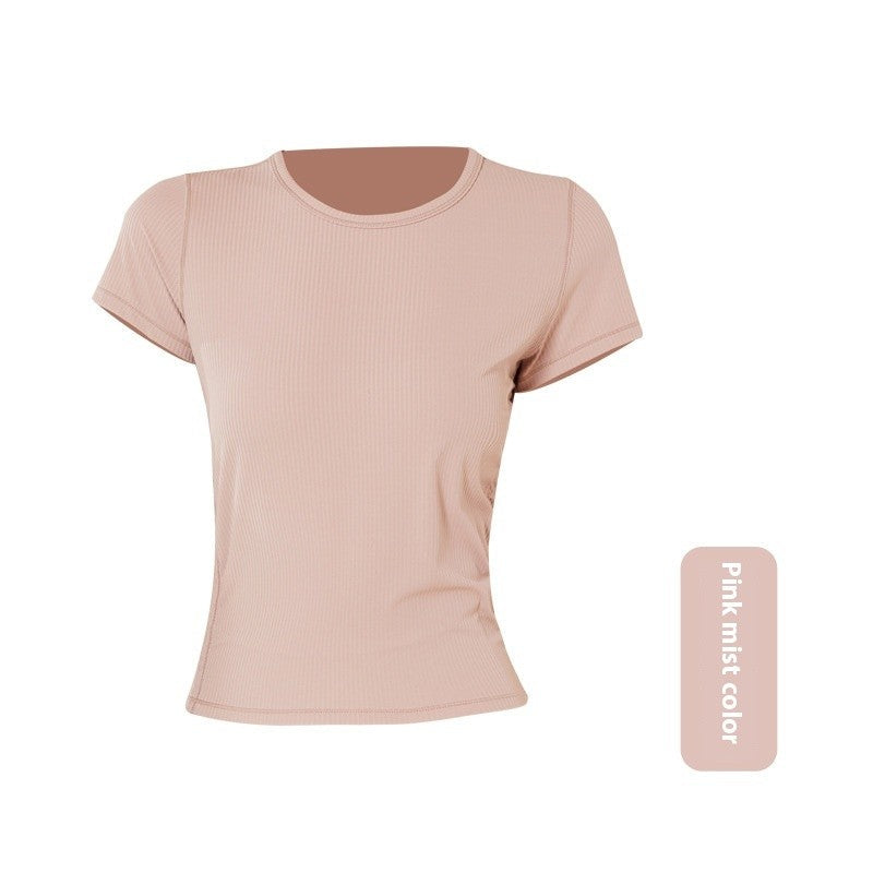 Avenira Stretch Threaded Short Sleeve Cropped Sports Top