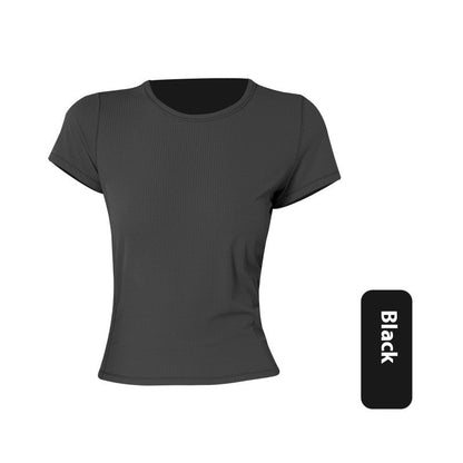 Avenira Stretch Threaded Short Sleeve Cropped Sports Top