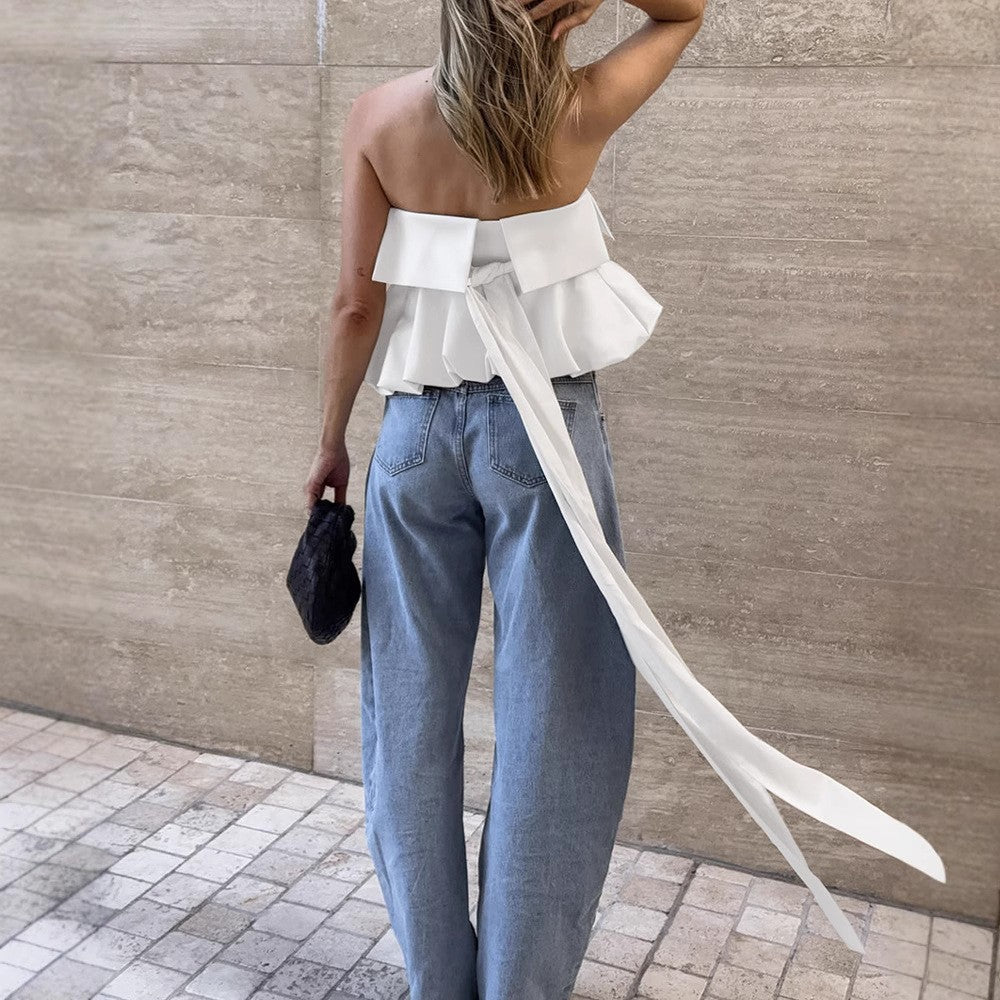 Evelirae Strapless Satin Backless Tube Top