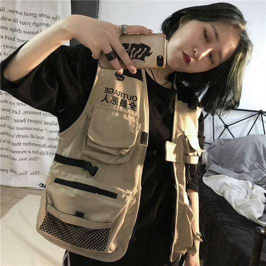 Fionelisseih Multi-Pocket Cotton Workwear Vest