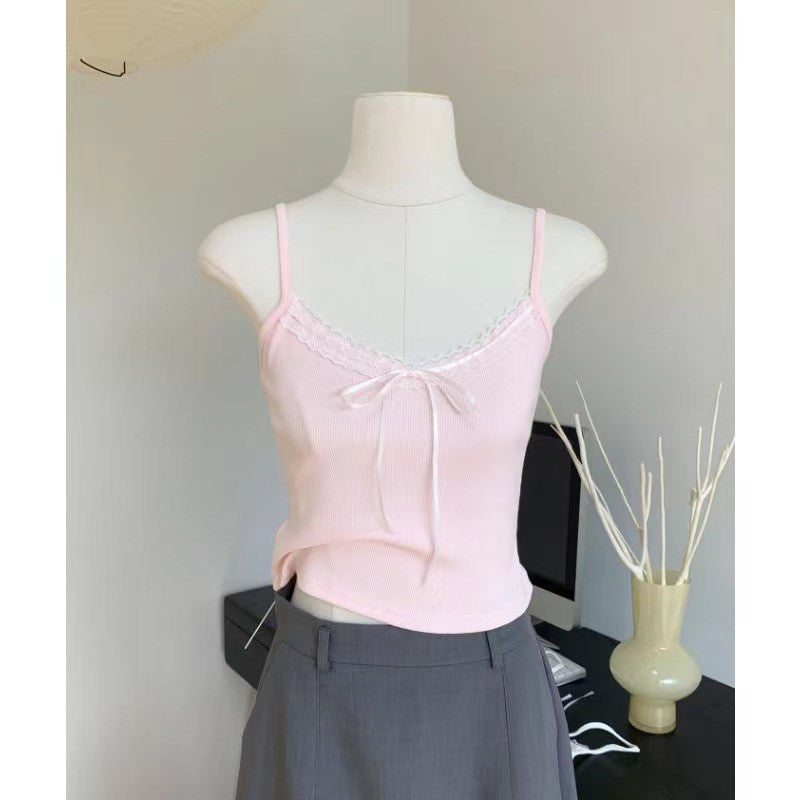 Jeyrissa Lace Splice Nylon Beauty Back Sling Top