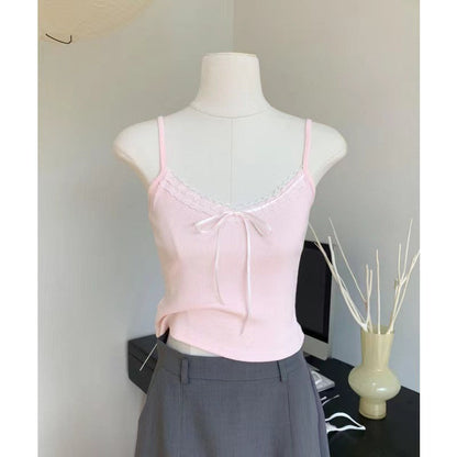 Jeyrissa Lace Splice Nylon Beauty Back Sling Top