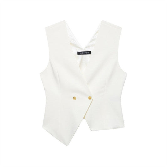 Kaelira Asymmetric V-Neck Cardigan Vest
