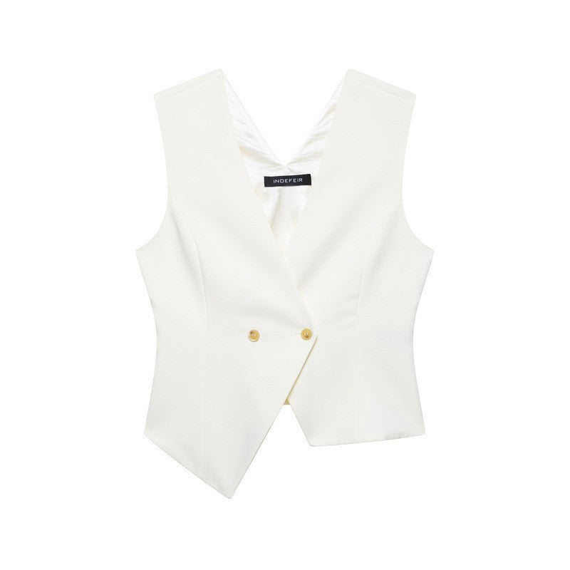 Kaelira Asymmetric V-Neck Cardigan Vest