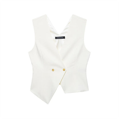 Kaelira Asymmetric V-Neck Cardigan Vest
