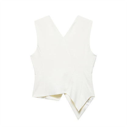 Kaelira Asymmetric V-Neck Cardigan Vest